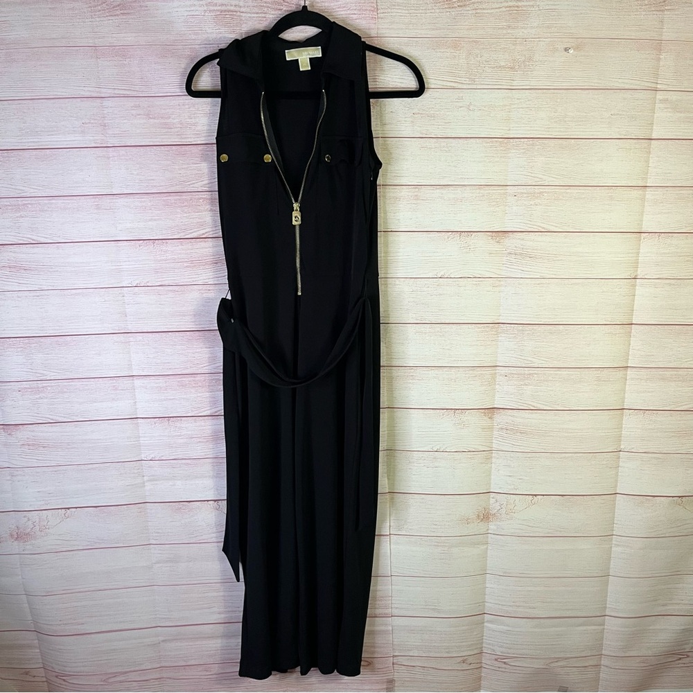 Michael Kors Black Wide‎ Leg Belted Jumpsuit Size XS